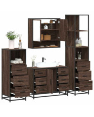 Ensemble de meubles de salle de bain 4 pcs chêne marron | Mobilier & Déco