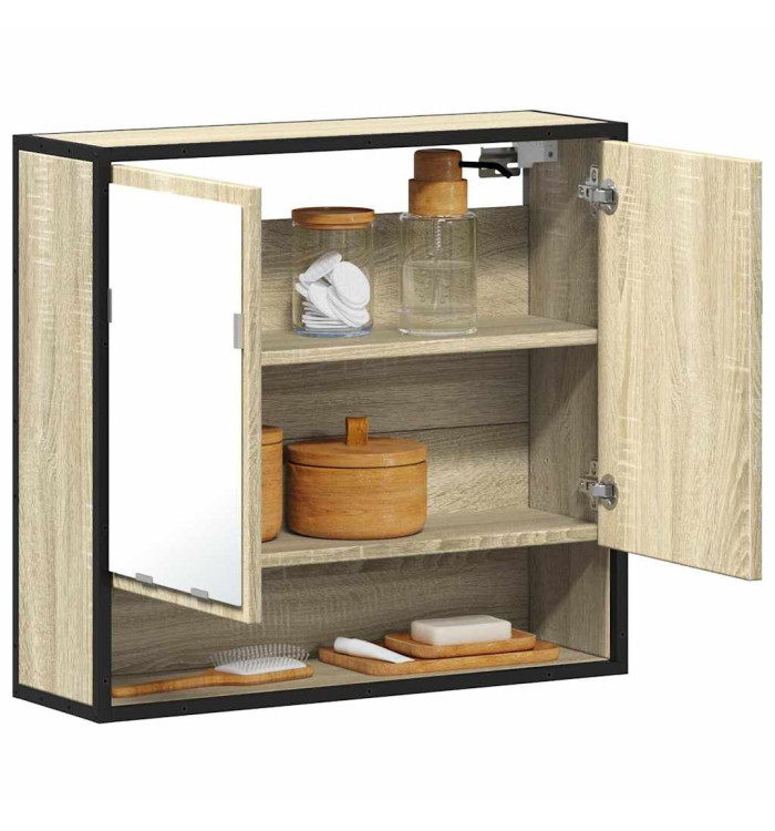 Armoire à miroir de salle de bain chêne sonoma bois ingénierie | Mobilier & Déco
