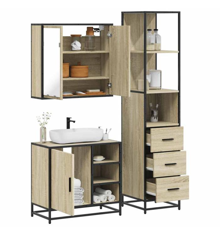 Ensemble de meubles de salle de bain 3 pcs chêne sonoma | Mobilier & Déco