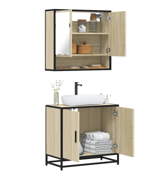 Ensemble de meubles de salle de bain 2 pcs chêne sonoma | Mobilier & Déco