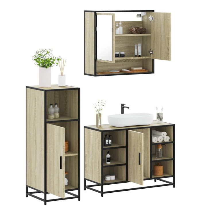 Ensemble de meubles de salle de bain 3 pcs chêne sonoma | Mobilier & Déco
