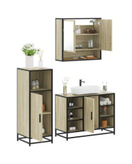 Ensemble de meubles de salle de bain 3 pcs chêne sonoma | Mobilier & Déco