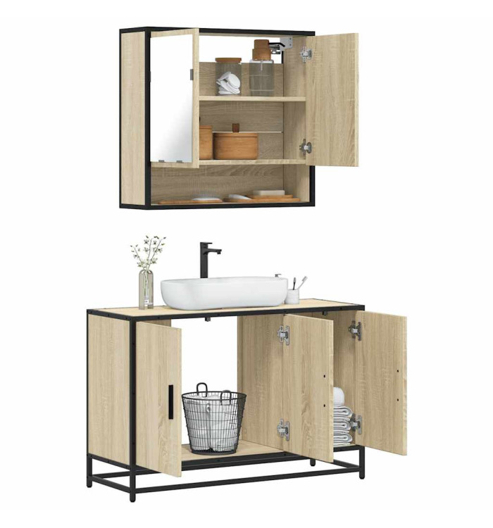 Ensemble de meubles de salle de bain 2 pcs chêne sonoma | Mobilier & Déco