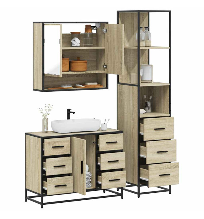 Ensemble de meubles de salle de bain 3 pcs chêne sonoma | Mobilier & Déco