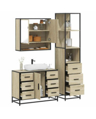 Ensemble de meubles de salle de bain 3 pcs chêne sonoma | Mobilier & Déco