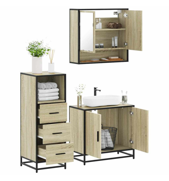 Ensemble de meubles de salle de bain 3 pcs chêne sonoma | Mobilier & Déco