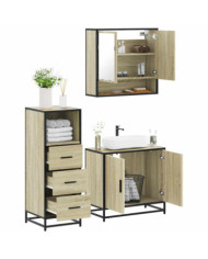Ensemble de meubles de salle de bain 3 pcs chêne sonoma | Mobilier & Déco