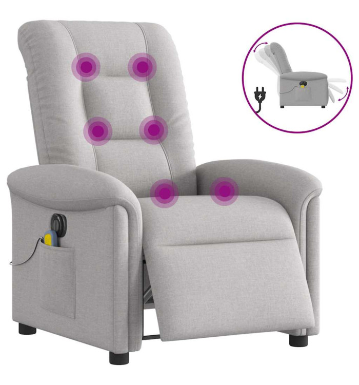 Fauteuil de massage inclinable électrique gris nuage tissu | Mobilier & Déco