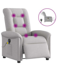 Fauteuil de massage inclinable électrique gris nuage tissu | Mobilier & Déco