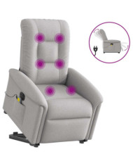 Fauteuil inclinable de massage électrique gris nuage tissu | Mobilier & Déco