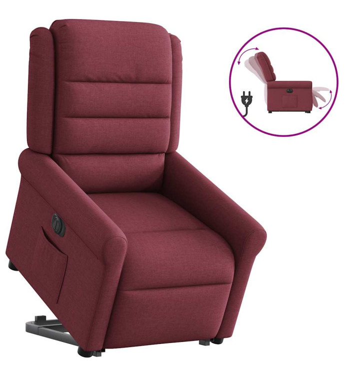 Fauteuil inclinable électrique rouge bordeaux tissu | Mobilier & Déco