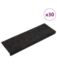 Tapis d'escalier autocollant 30 pcs noir 65x21x4 cm | Mobilier & Déco