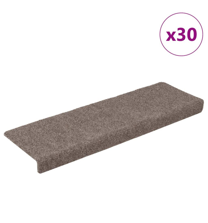 Tapis d'escalier autocollant 30 pcs crème 65x21x4 cm | Mobilier & Déco