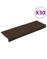Tapis d'escalier autocollant 30 pcs marron 65x21x4 cm | Mobilier & Déco