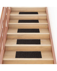Tapis d'escalier auto-adhésifs 30 pcs marron 60x25 cm | Mobilier & Déco