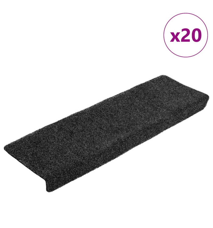 Tapis d'escalier autocollant 20 pcs gris 65x21x4 cm | Mobilier & Déco