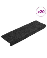 Tapis d'escalier autocollant 20 pcs gris 65x21x4 cm | Mobilier & Déco