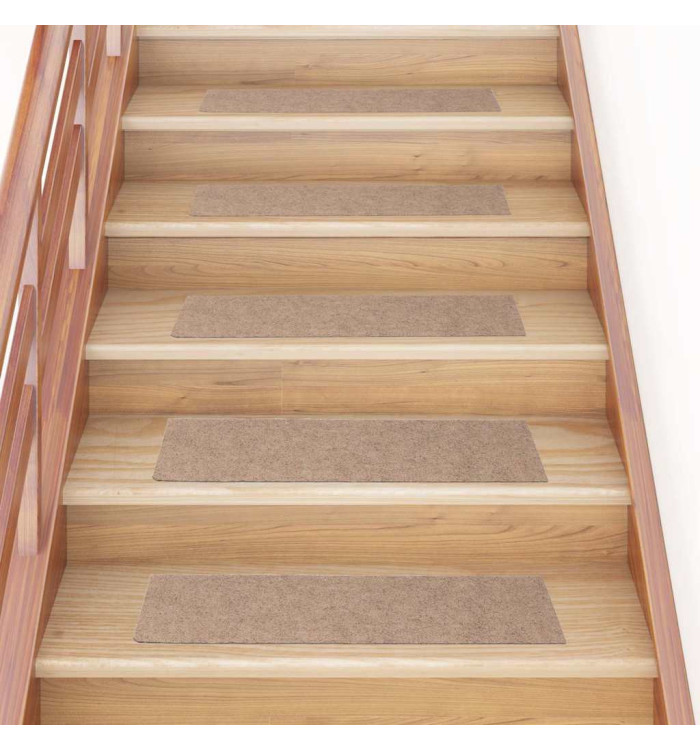 Tapis d'escalier auto-adhésifs 30 pcs marron clair 76x20 cm | Mobilier & Déco