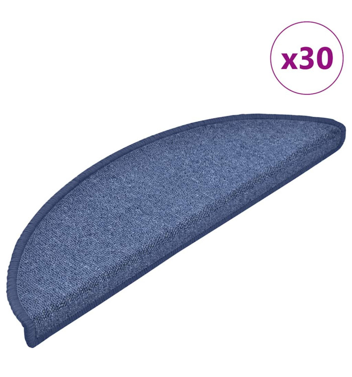 Tapis d'escalier 30 pcs bleu 56x17x3 cm | Mobilier & Déco