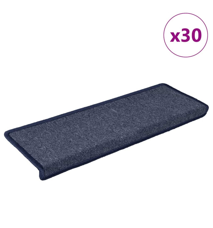 Tapis d'escalier 30 pcs 65x21x4 cm gris et bleu | Mobilier & Déco