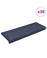 Tapis d'escalier 30 pcs 65x21x4 cm gris et bleu | Mobilier & Déco