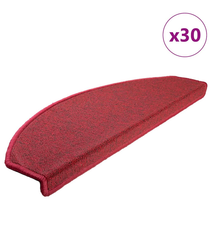 Tapis d'escalier 30 pcs rouge bordeaux 65x24x4 cm | Mobilier & Déco