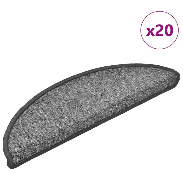 Tapis d'escalier 20 pcs gris foncé 56x17x3 cm | Mobilier & Déco