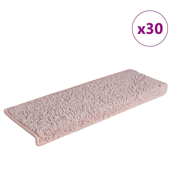 Tapis d'escalier 30 pcs 65x21x4 cm blanc et rose | Mobilier & Déco