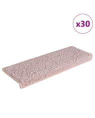 Tapis d'escalier 30 pcs 65x21x4 cm blanc et rose | Mobilier & Déco