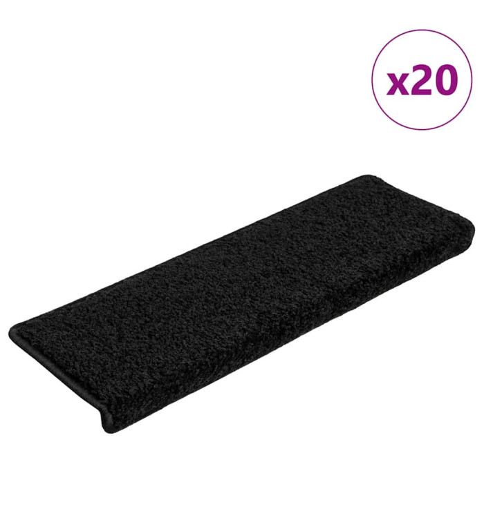 Tapis d'escalier 20 pcs 65x21x4 cm noir | Mobilier & Déco