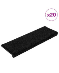 Tapis d'escalier 20 pcs 65x21x4 cm noir | Mobilier & Déco