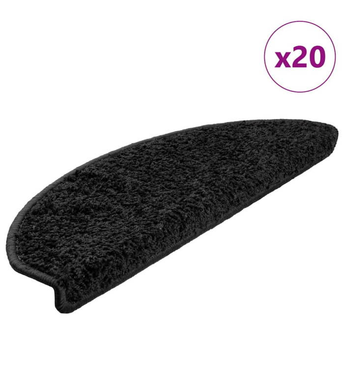 Tapis d'escalier 20 pcs noir 65x21x4 cm | Mobilier & Déco