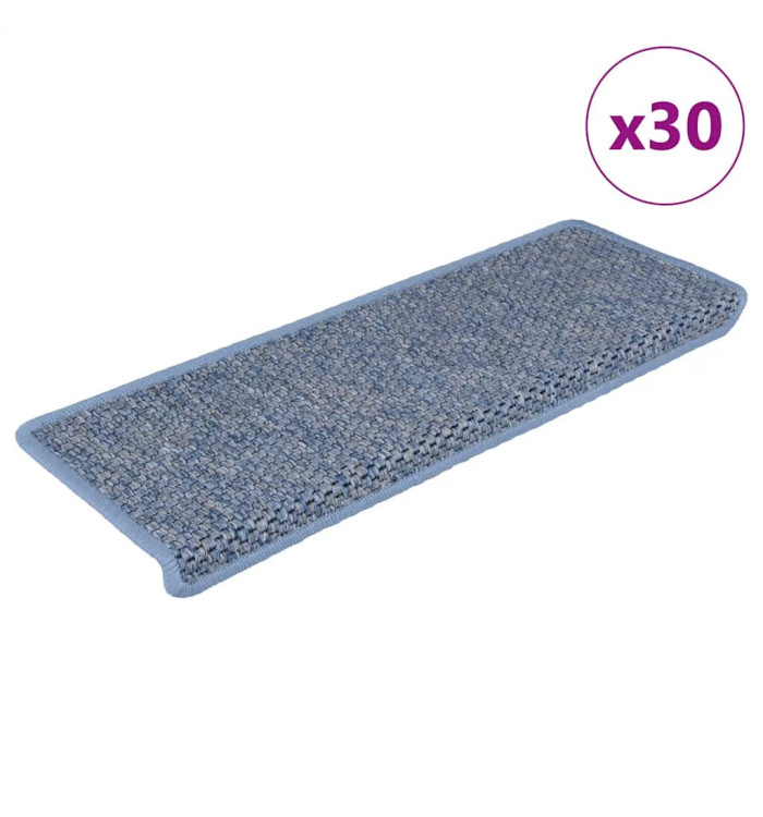 Tapis d'escalier autocollants 30 pcs 65x21x4 cm bleu | Mobilier & Déco