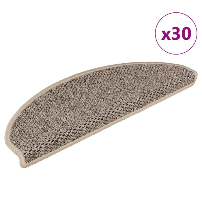 Tapis d'escalier autocollants 30 pcs 65x21x4 cm beige foncé | Mobilier & Déco