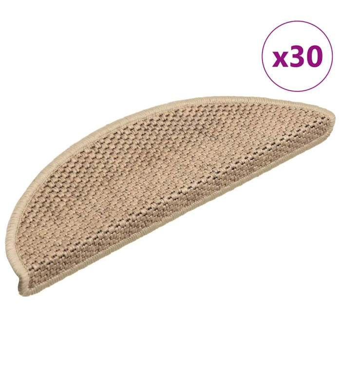Tapis d'escalier autocollants 30 pcs 56x17x3 cm sable | Mobilier & Déco