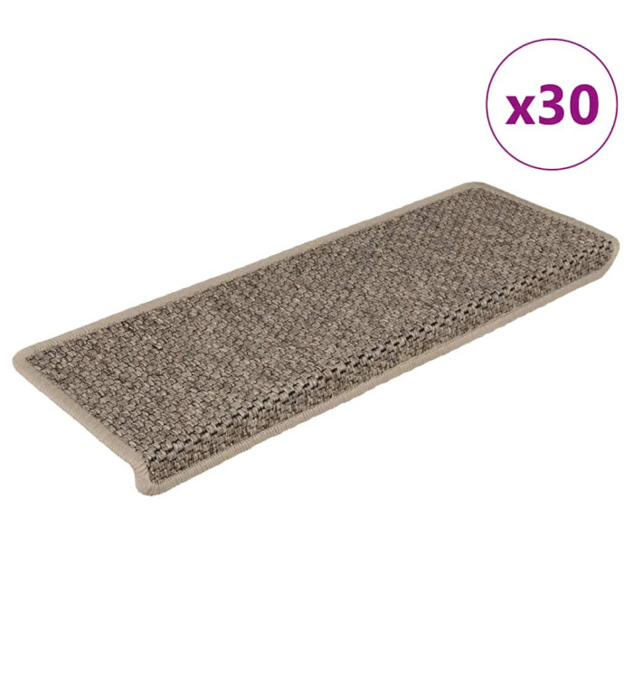 Tapis d'escalier autocollants 30 pcs 65x21x4 cm beige foncé | Mobilier & Déco