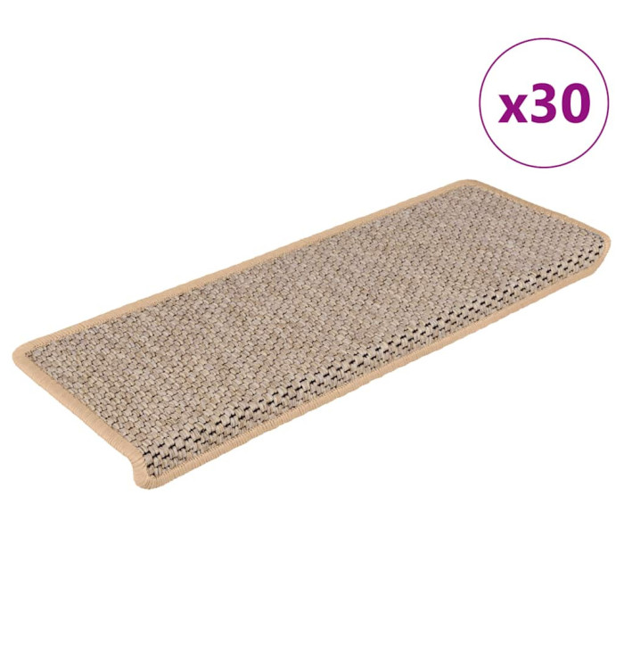 Tapis d'escalier autocollants 30 pcs 65x21x4 cm beige clair | Mobilier & Déco