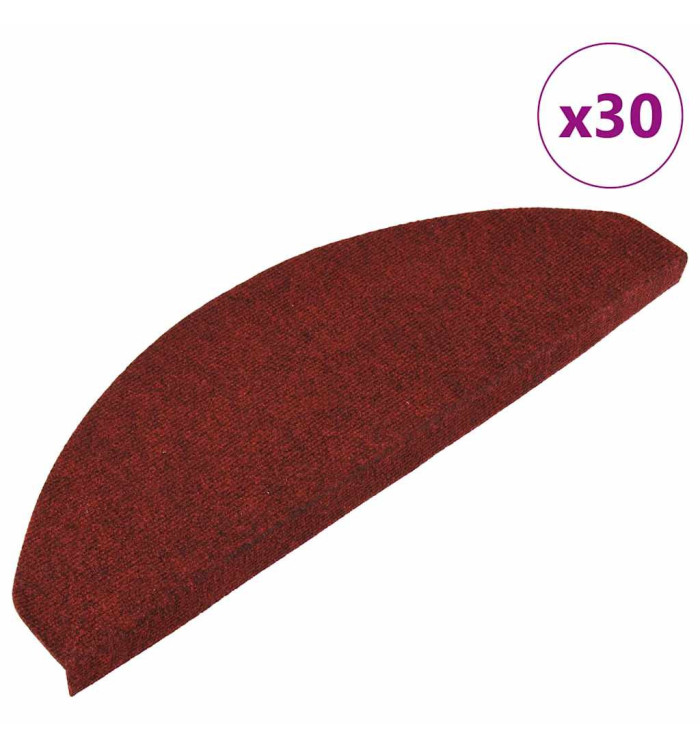 Tapis d'escalier auto-adhésifs 30 pcs rouge 65x22,5x3,5 cm | Mobilier & Déco