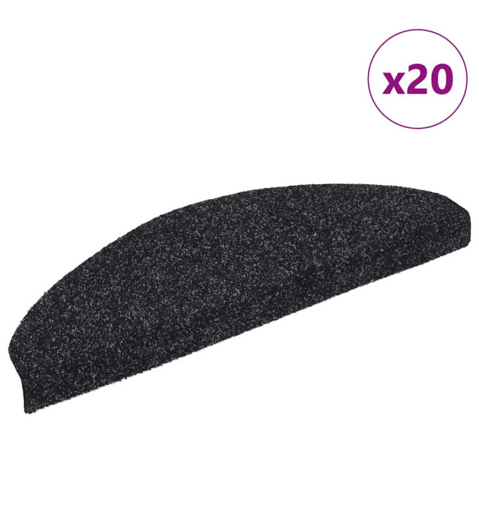 Tapis d'escalier autocollant 20 pcs noir 65x21x4 cm | Mobilier & Déco