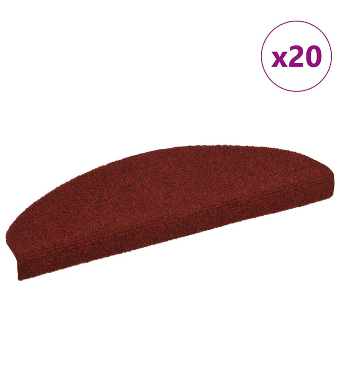 Tapis d'escalier autocollant 20 pcs rouge 65x21x4 cm | Mobilier & Déco