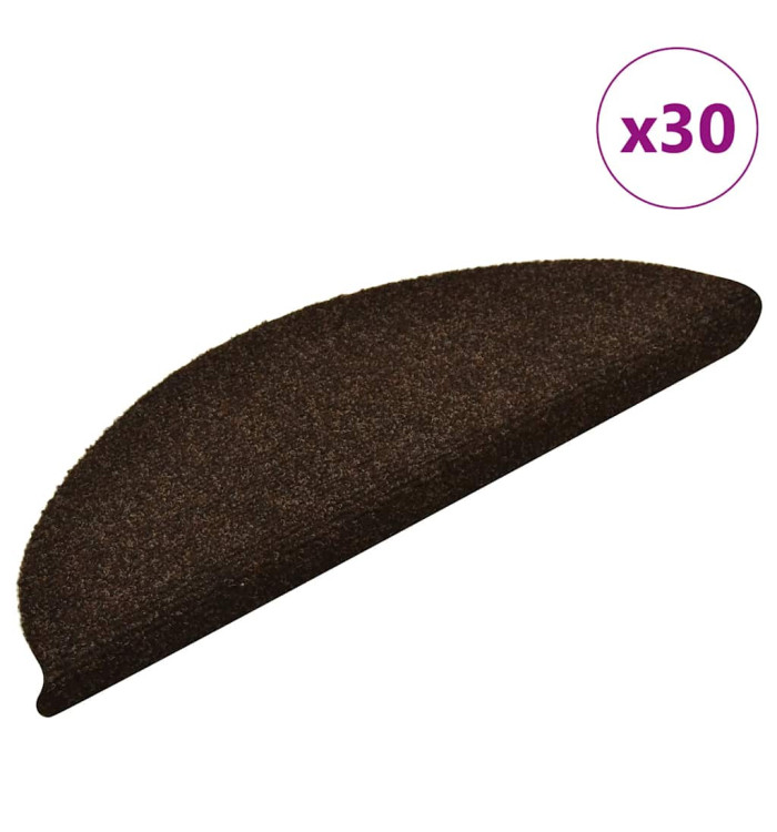 Tapis d'escalier autocollant 30 pcs marron foncé 56x17x3 cm | Mobilier & Déco