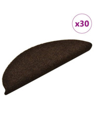 Tapis d'escalier autocollant 30 pcs marron foncé 56x17x3 cm | Mobilier & Déco