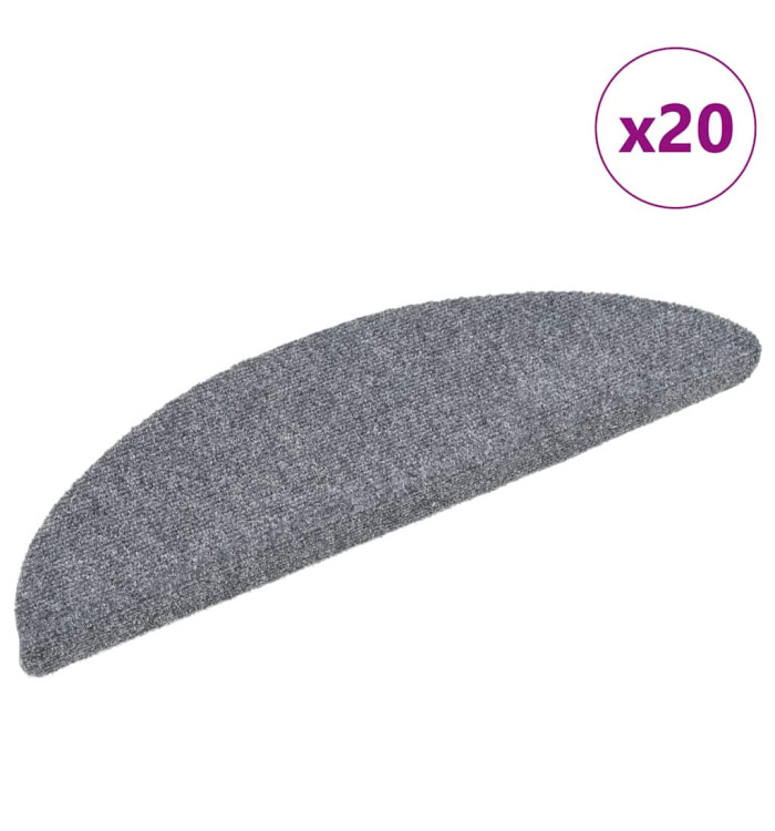 Tapis d'escalier autocollant 20 pcs gris clair 56x17x3 cm | Mobilier & Déco