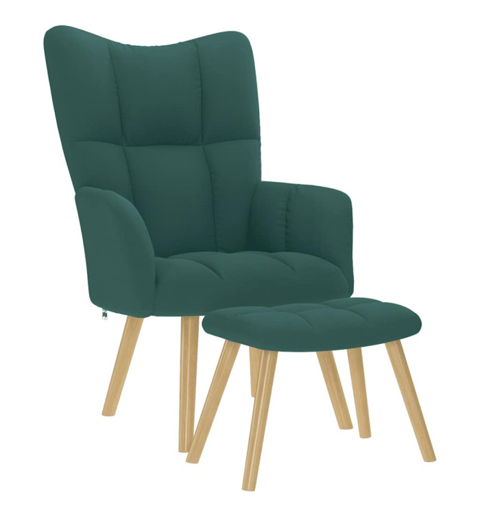 Chaise de relaxation avec repose-pied Vert foncé Tissu | Mobilier & Déco