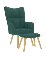 Chaise de relaxation avec repose-pied Vert foncé Tissu | Mobilier & Déco
