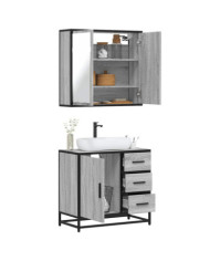 Ensemble de meubles de salle de bain 2 pcs Sonoma gris | Mobilier & Déco