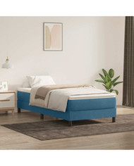Sommier à lattes de lit et matelas bleu foncé 90x220 cm velours | Mobilier & Déco