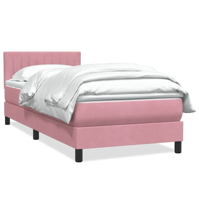 Sommier à lattes de lit avec matelas rose 90x210 cm velours | Mobilier & Déco