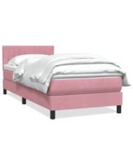 Sommier à lattes de lit avec matelas rose 90x210 cm velours | Mobilier & Déco