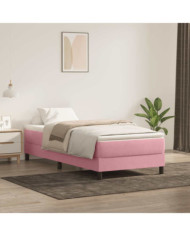 Sommier à lattes de lit avec matelas rose 90x210 cm velours | Mobilier & Déco